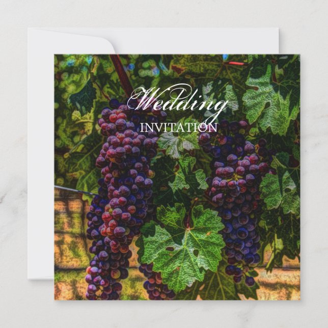 romantic purple Grapes vineyard winery wedding Invitation (Front)