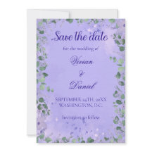 Romantic Purple Greenery Save the Date Wedding