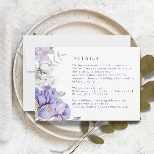 Romantic Purple Iris Floral Wedding Details Card