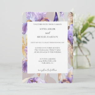 Romantic Purple Iris Floral Wedding Invitation