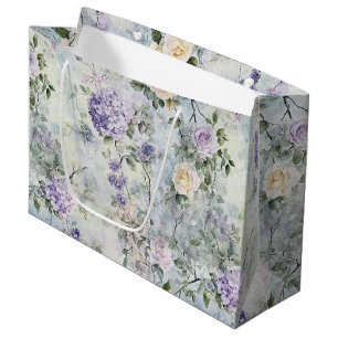 Romantic Purple Lavender Cream Floral Wedding Large Gift Bag