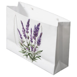 Romantic Purple Lavender Floral Bridal Shower Large Gift Bag