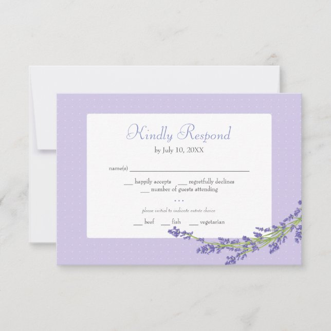 Romantic Purple Lavender RSVP Card (Front)