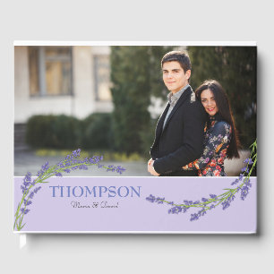 Romantic Purple Levander Photo Wedding Guest Book