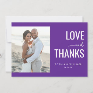 Romantic Purple Minimalist Photo Thank You Card