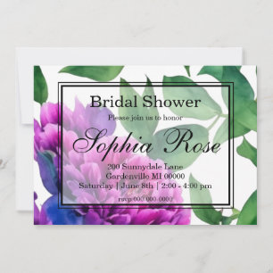 Romantic purple pink floral BRIDAL SHOWER Invitation