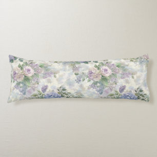 Romantic Purple Pink Flowers Body Cushion