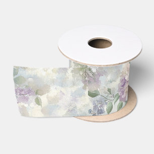 Romantic Purple Pink Flowers Bridal Shower Satin Ribbon