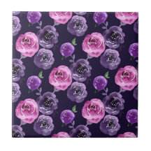 Romantic Purple & Pink Watercolor Roses Floral