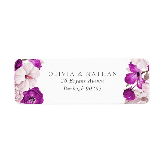 Romantic Purple Plum Blush Wedding Return Address (Front)