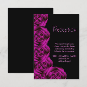 Romantic Purple Rose Border Wedding Reception Invitation