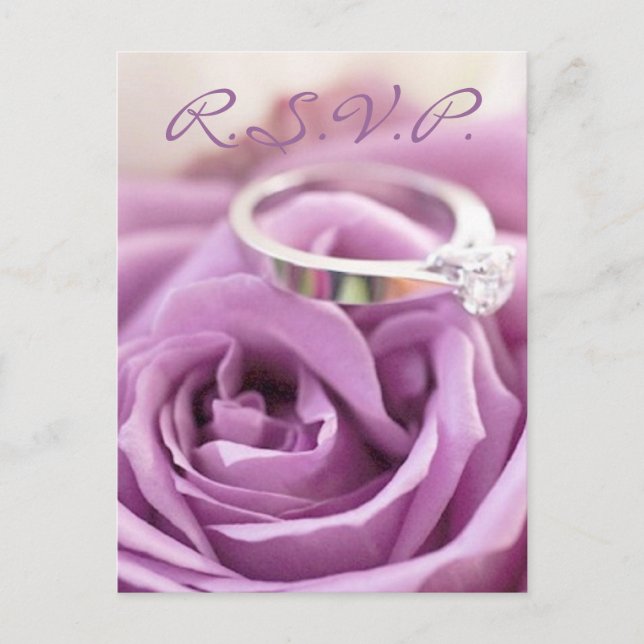 romantic purple rose  floral bridal shower invitation postcard (Front)
