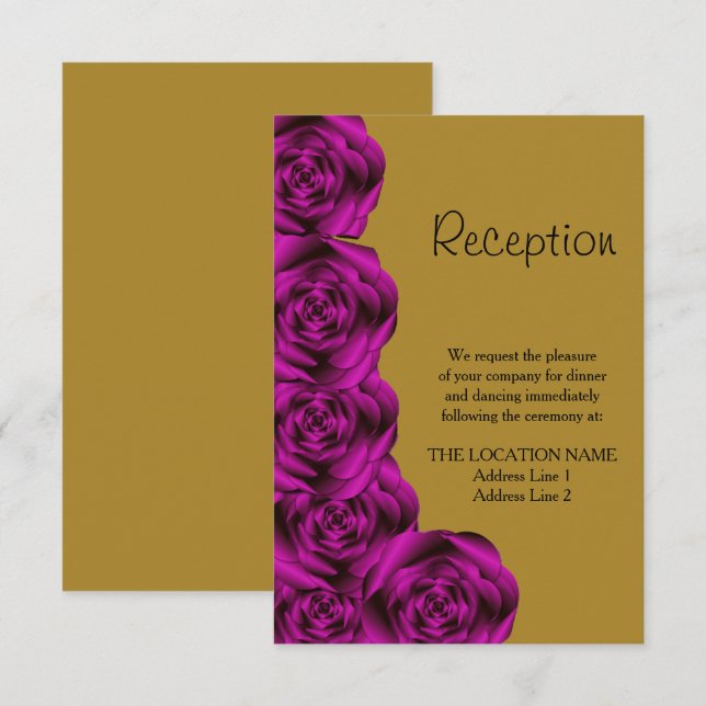 Romantic Purple Rose Gold Wedding Reception Invitation (Front/Back)