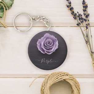Romantic purple rose keychain