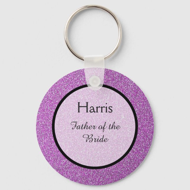 Romantic Purple Sparkles Wedding Favour Key Ring (Front)