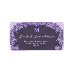 Romantic Purple Vintage Monogram Label