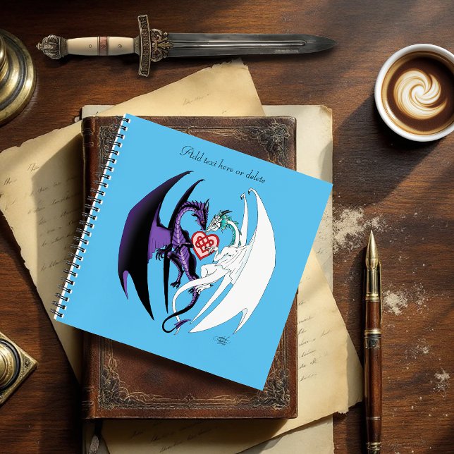 Romantic Purple White Fantasy Dragons Love Blue Notebook (Creator Uploaded)