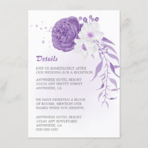 romantic purple & white floral enclosure card