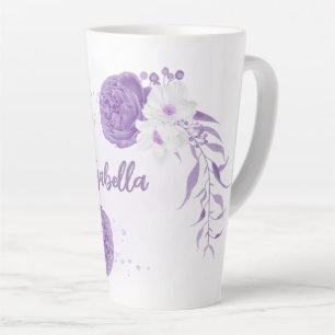 Romantic purple& white flowers  latte mug