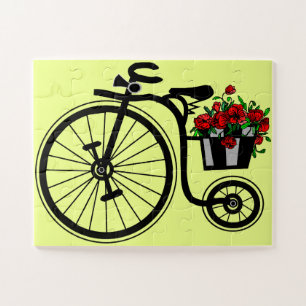 Romantic Puzzle with Flowers Bike