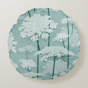 Romantic Queen Annes Lace   Mint Round Cushion