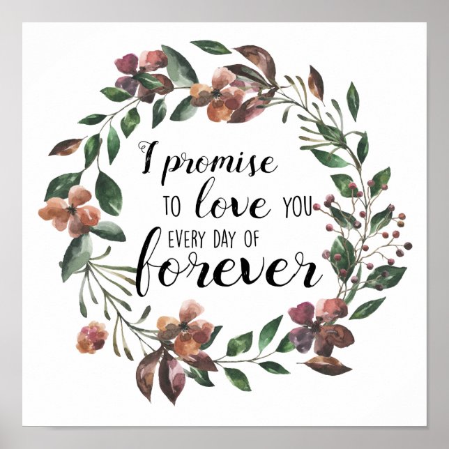 romantic quote love Wedding Fall floral wreath  Poster (Front)
