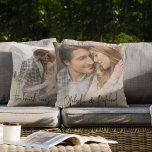 Romantic Quote Names Photo Both Sides Couple Cushion<br><div class="desc">Romantic Quote Names Photo Both Sides Couple. Memories of your wedding day with this romantic keepsake with a different photo on each side,  your names on the front and Two hearts One Journey quote on the back. Change text as required and replace the sample photos with your own favourites.</div>