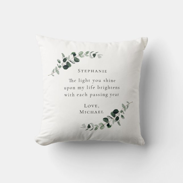 Romantic Quote Personalised Eucalyptus Cushion (Front)