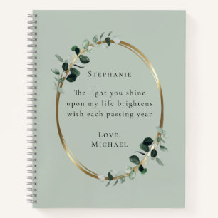 Romantic Quote Personalised Eucalyptus Notebook