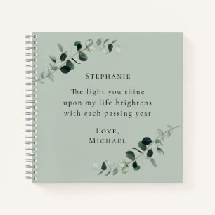 Romantic Quote Personalised Sage Eucalyptus Notebook