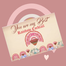 Romantic Rainbow Cocktail Valentine Hearts Floral