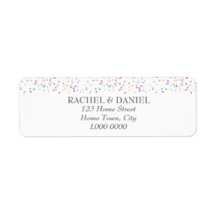 Romantic Rainbow Confetti Address Label