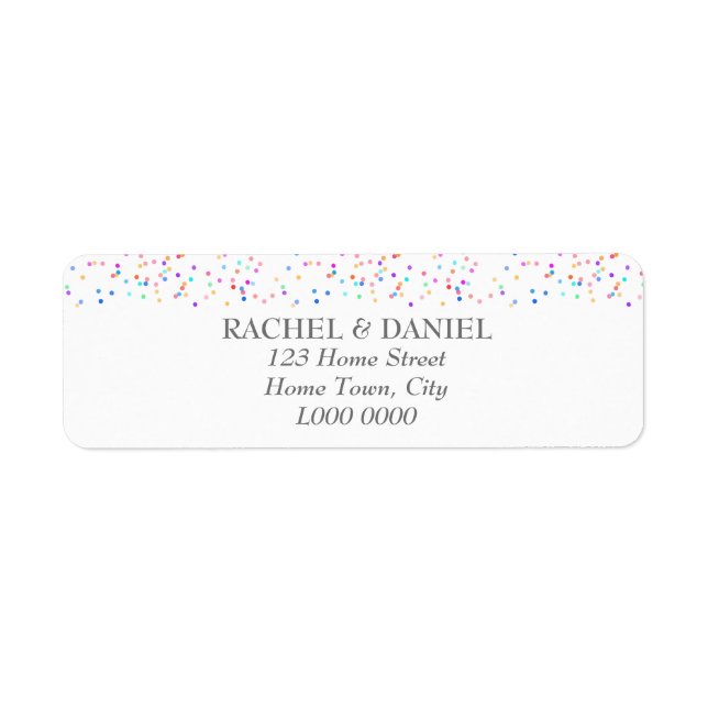 Romantic Rainbow Confetti Address Label (Front)