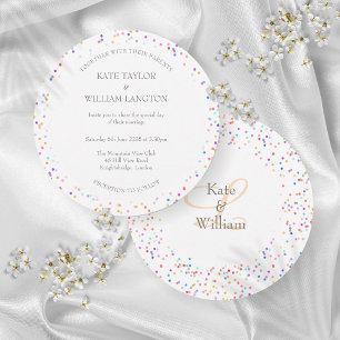 Romantic Rainbow Confetti Wedding Invitation