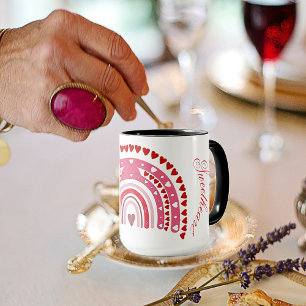 Romantic Rainbow Valentines Sweeping Sweetheart Mug