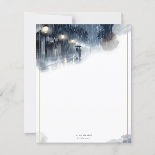 Romantic Rainy Night – Elegant Stationery Paper (Front)