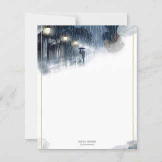 Romantic Rainy Night – Elegant Stationery Paper