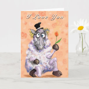 Romantic Ram with Rose Funny Valentine's Day Card