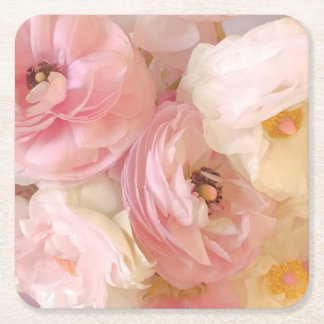 Romantic Ranunculus Square Paper Coaster