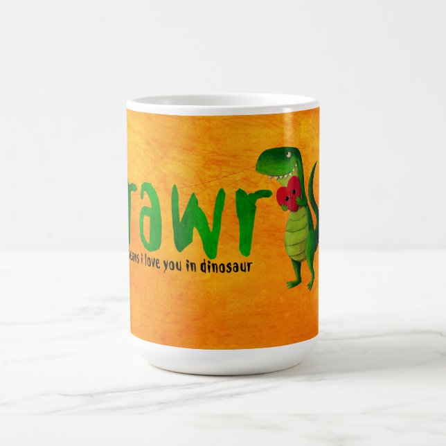 Romantic RAWR T-rex Dinosaur Coffee Mug (Center)