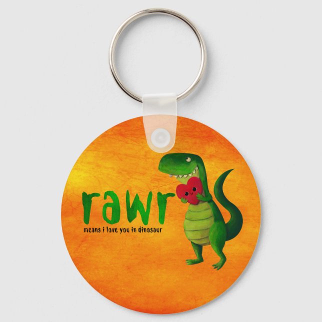 Romantic RAWR T-rex Dinosaur Key Ring (Front)