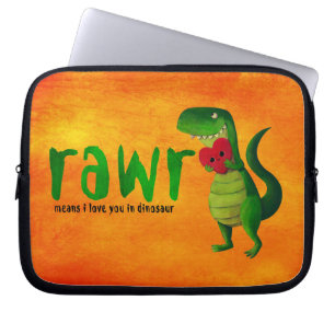 Romantic RAWR T-rex Dinosaur Laptop Sleeve
