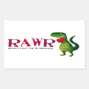 Romantic RAWR T-rex Dinosaur Rectangular Sticker