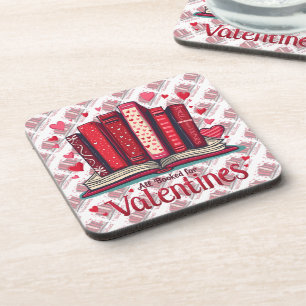 Romantic Reading Vibes Cozy Valentine Gift Coaster