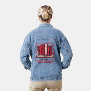 Romantic Reading Vibes Cozy Valentine Gift Denim Jacket