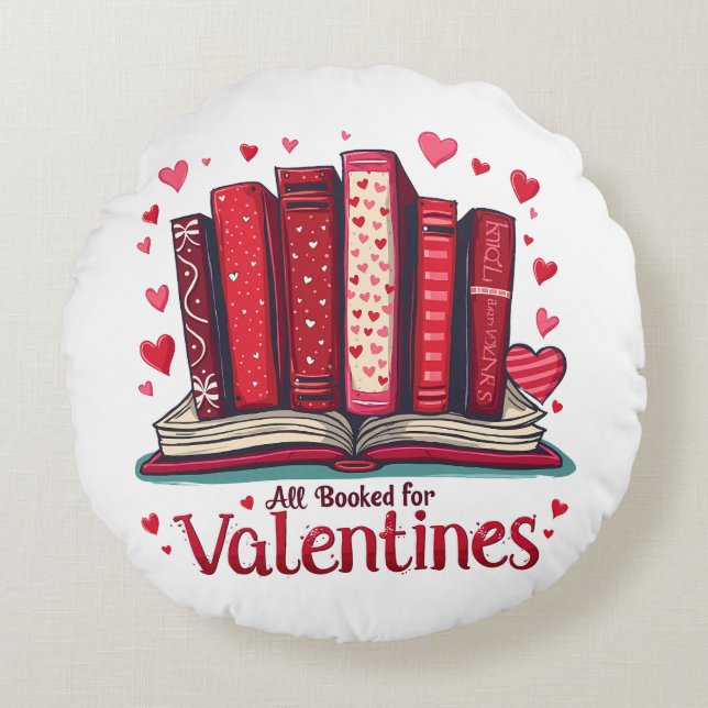 Romantic Reading Vibes Cozy Valentine Gift Round Cushion (Front)