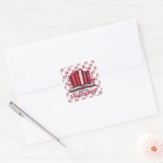 Romantic Reading Vibes Cozy Valentine Gift Square Sticker (Envelope)