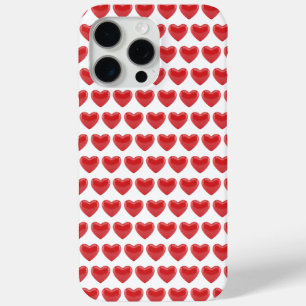 Romantic Red 3D Heart Pattern Classic Valentine's iPhone 15 Pro Max Case