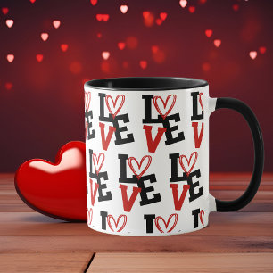 Romantic Red and Black Pattern Love Design Mug