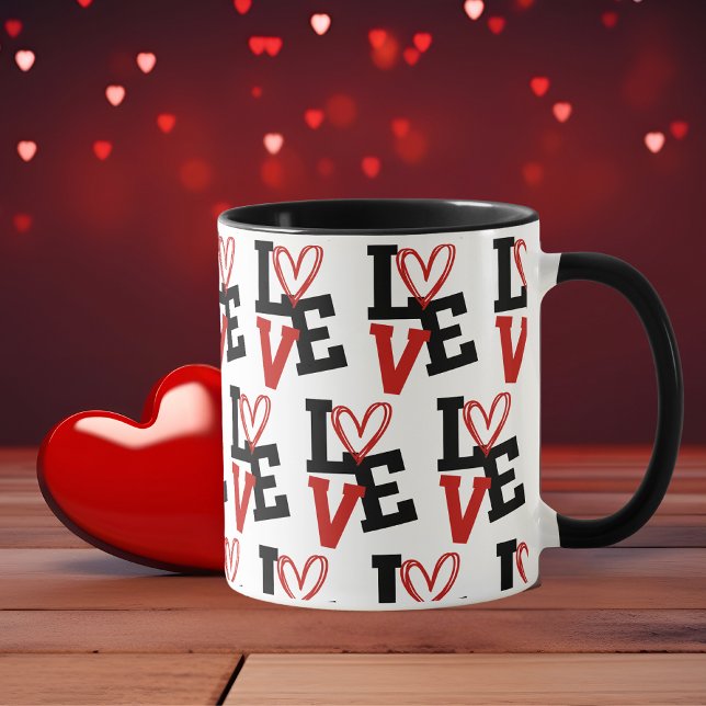 Romantic Red and Black Pattern Love Design Mug (Romantic Red and Black Pattern Love Design Mug)